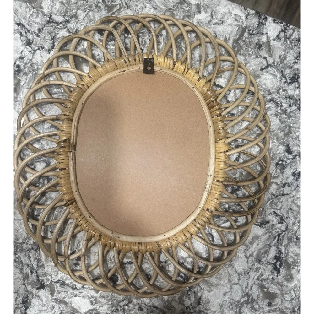 VTG Wicker Rattan Style Tan Wall Mirror Burwood 21